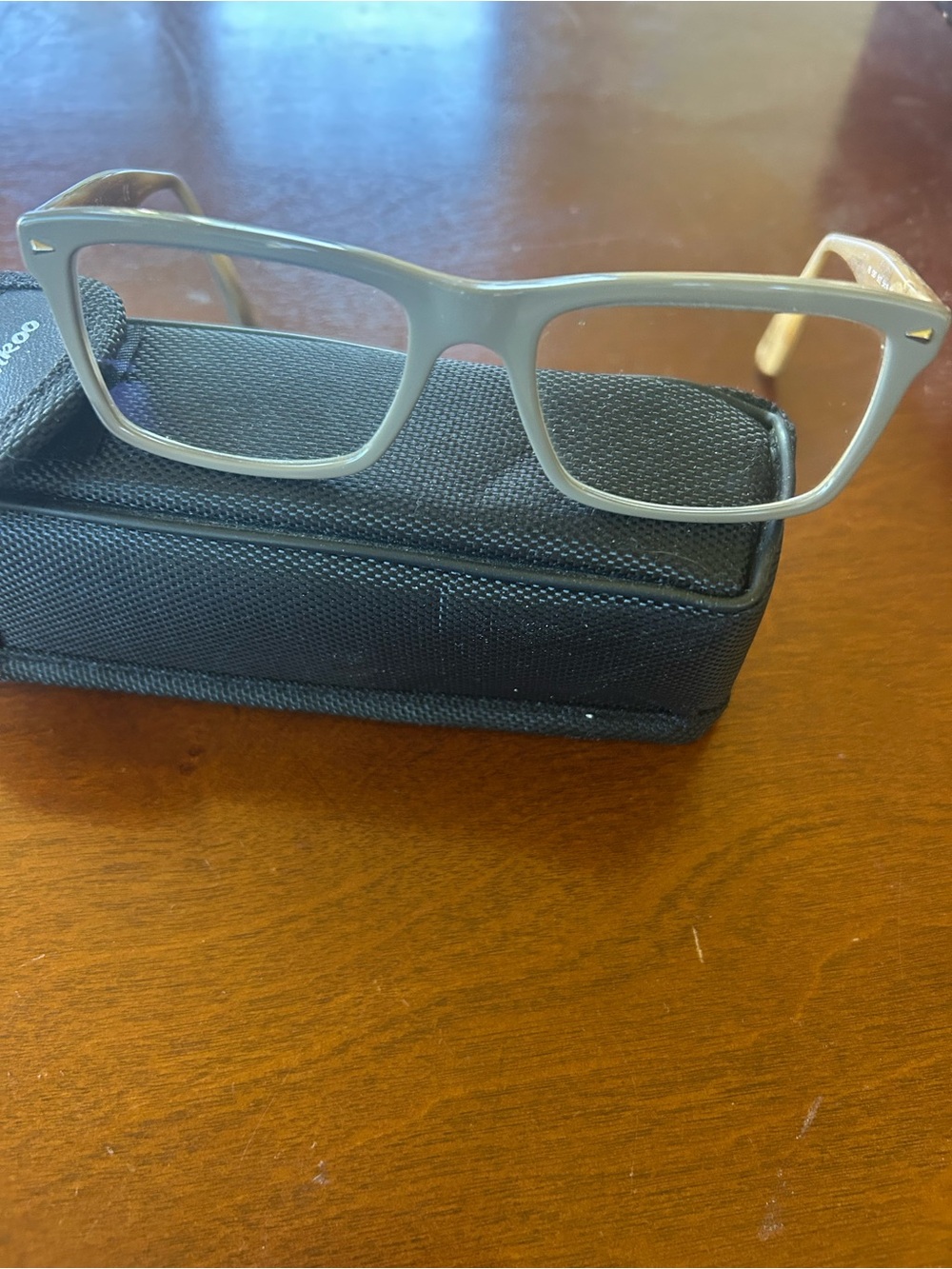 RayBan Men's Gray Rectangular Glasses Frame - Camel inner frames and stems